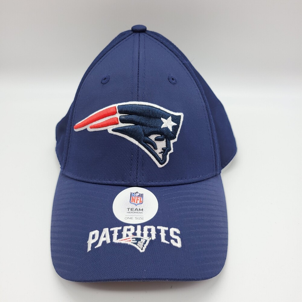 New England Patriots Hat Cap NFL Team Apparel Logo Spellout Blue Adjustable
